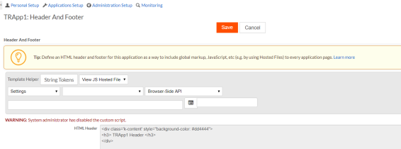 Adding a custom header & footer