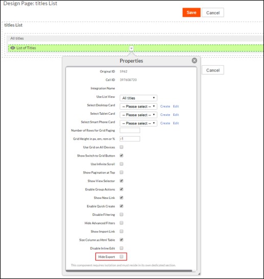 Hide Export