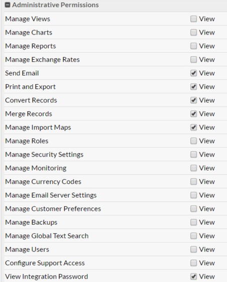 Administrative Permissions By Role