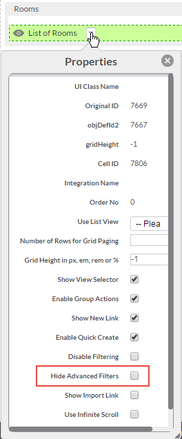 Hide Advanced Filters