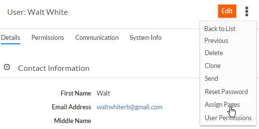 Assign Pages User