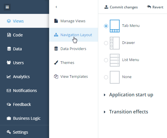 Program Navigation Configure navigation and extend the app with Code