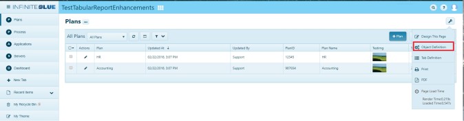 Rollbase - Open page menu