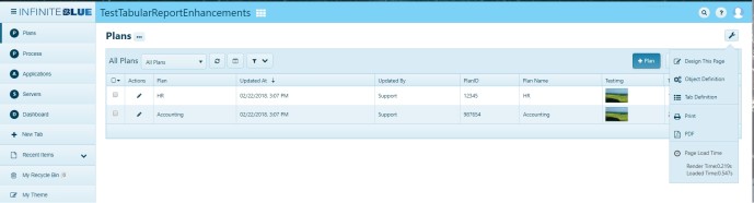 Page Options Menu