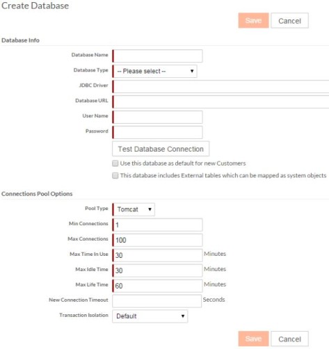 Create Database Screen