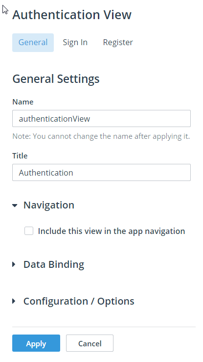 Create or configure an Authentication view