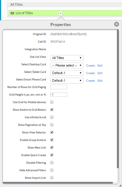 View Component Properties
